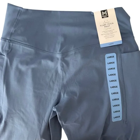 New Member's Mark Flare Yoga Pant Women Large Blue High Rise Crossover Pockets - Picture 12 of 16